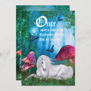 Enchanted Woodland Unicorn Forest Party Invitation Kaart