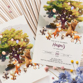 Enchanted Woodland Waterverf Verjaardagsfeest Kaart