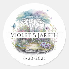 Enchanted Woodlands Fairytale Wedding Classic Rou Ronde Sticker