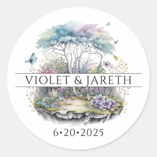 Enchanted Woodlands Fairytale Wedding Classic Rou Ronde Sticker (Voorkant)