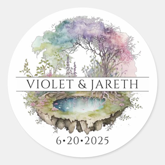 Enchanted Woodlands Fairytale Wedding Ronde Sticker (Voorkant)
