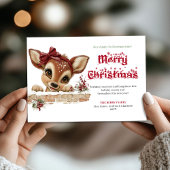 Enchanted Xmas baby reindeer sweet greeting card Feestdagenkaart