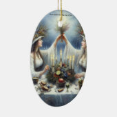 Enchanted Yule Celebration Flat Holiday Card Keramisch Ornament (Rechts)