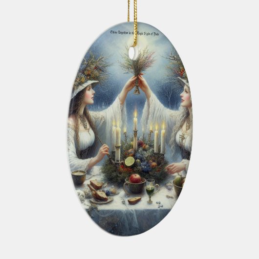 Enchanted Yule Celebration Flat Holiday Card Keramisch Ornament (Rechts)