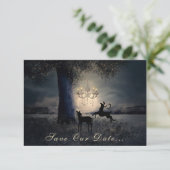 Enchanterende Full Moon, Deer, Schilderachtig Lake Save The Date (Staand voorkant)