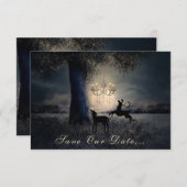 Enchanterende Full Moon, Deer, Schilderachtig Lake Save The Date (Voorkant / Achterkant)