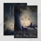 Enchanterende Full Moon, Deer, Schilderachtig Lake Save The Date (Voorkant / Achterkant)