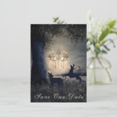 Enchanterende Full Moon, Deer, Schilderachtig Lake Save The Date (Staand voorkant)
