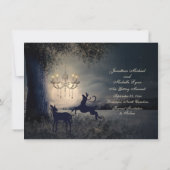 Enchanterende Full Moon, Deer, Schilderachtig Lake Save The Date (Achterkant)