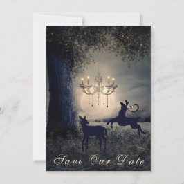 Enchanterende Full Moon, Deer, Schilderachtig Lake Save The Date