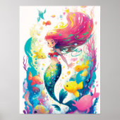 Enchanterende onderwaterzeemeermin poster (Voorkant)