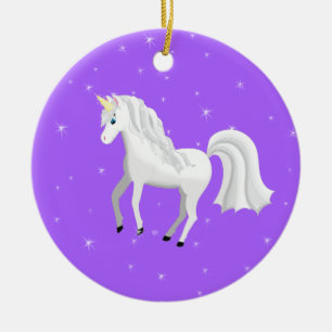 Enchanterende Unicorn op Paarse achtergrond en ste Keramisch Ornament