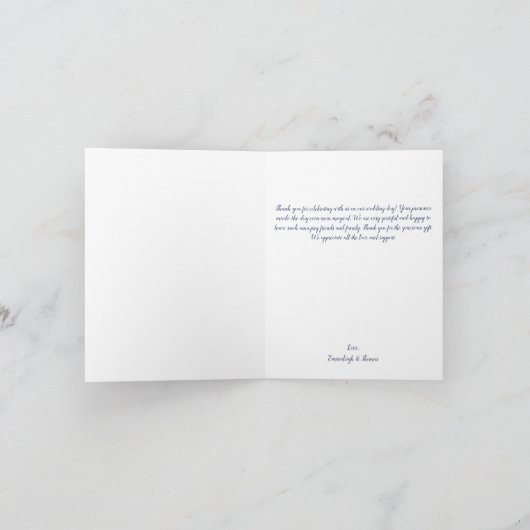 Enchanting Abstract Blue Gold Thank You Bedankkaart (Binnen)