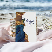Enchanting Abstract Blue Gold Thank You Bedankkaart