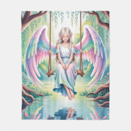 Enchanting Angel Girl op een schommel Fleece Deken