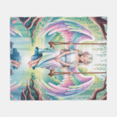 Enchanting Angel Girl op een schommel Fleece Deken (Voorkant (Horizontaal))