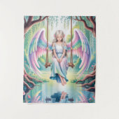Enchanting Angel Girl op een schommel Wandkleed (Voorkant)