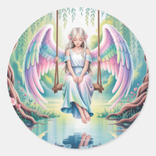 Enchanting Angel Girl Verjaardagsfeestje Ronde Sticker