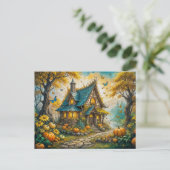 Enchanting Autumn Cottage with Pumpkins Briefkaart (Staand voorkant)