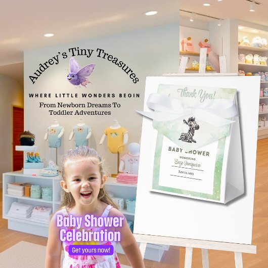 Enchanting Cartoon Zebra Baby shower Bedankdoosjes