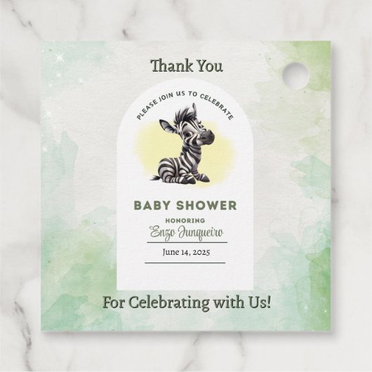 Enchanting Cartoon Zebra Baby shower Bedankjes Labels (Achterkant)