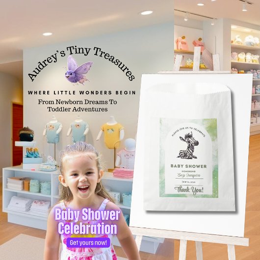 Enchanting Cartoon Zebra Baby shower Bedankzakje