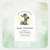 Enchanting Cartoon Zebra Baby shower Vierkante Sticker (Voorkant)