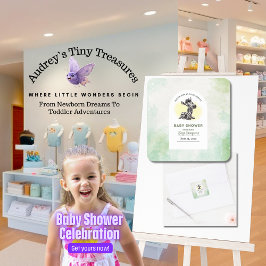 Enchanting Cartoon Zebra Baby shower Vierkante Sticker