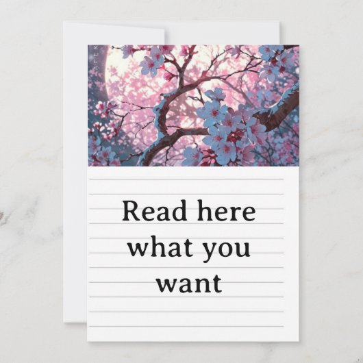 Enchanting Cherry Blossom & Full Moon Wedding Invi Kaart (Voorkant)