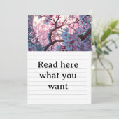 Enchanting Cherry Blossom & Full Moon Wedding Invi Kaart (Staand voorkant)