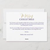 Enchanting Christmas Dark Blue & Gold Snowflakes  Feestdagenkaart (Achterkant)