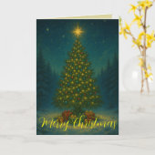 Enchanting Christmas Tree Midnight Forest Custom Kaart (Gele Bloem)