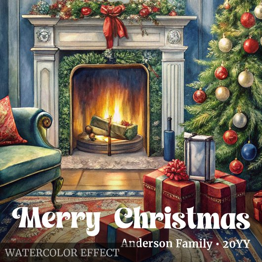 Enchanting classic festive scene with pine wreath feestdagenkaart