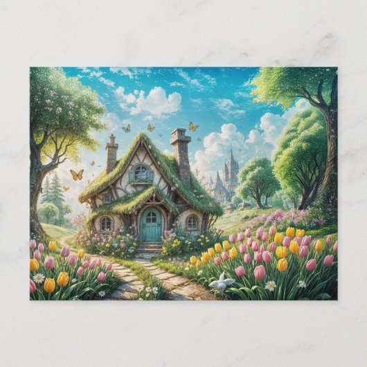 Enchanting Cottage with Tulip Garden Briefkaart (Voorkant)