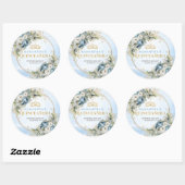 Enchanting Dusty Blue Gold Greenery Quinceañera   Ronde Sticker (Vel)