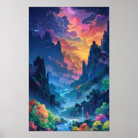 Enchanting Fantasy Landscape Illustration Poster (Voorkant)