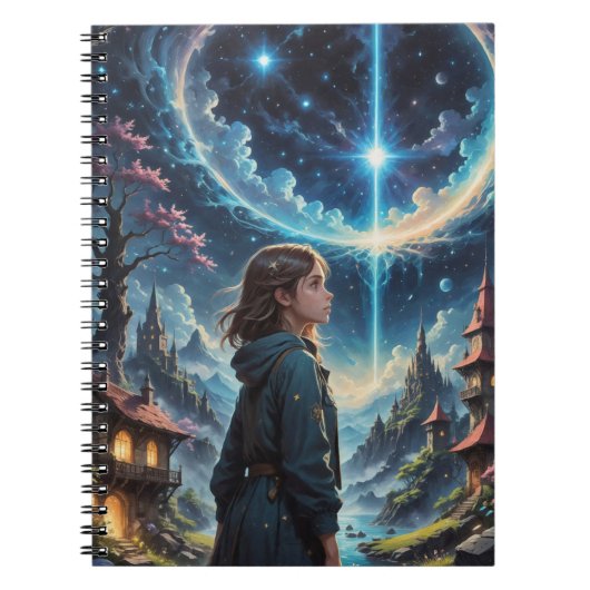Enchanting Fantasy Night Sky Scene Notitieboek (Voorkant)