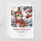 Enchanting Fawn Watercolor Christmas Forest Card  Feestdagenkaart (Voorkant)