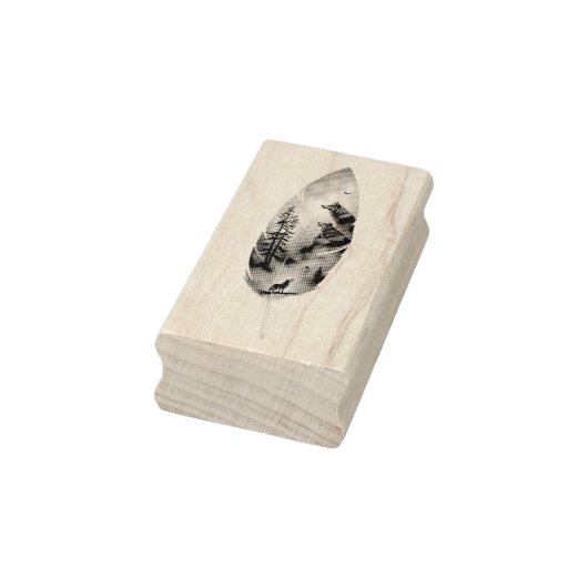 Enchanting Feather with Wolves Artwork Rubberstempel (Stempel)
