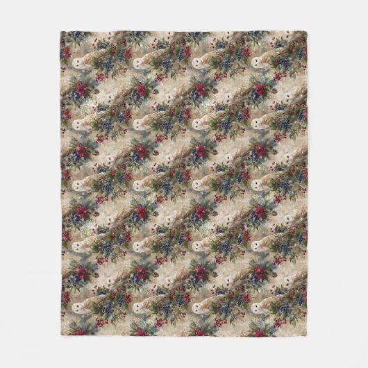 Enchanting Floral Owl Fleece Deken (Voorkant)