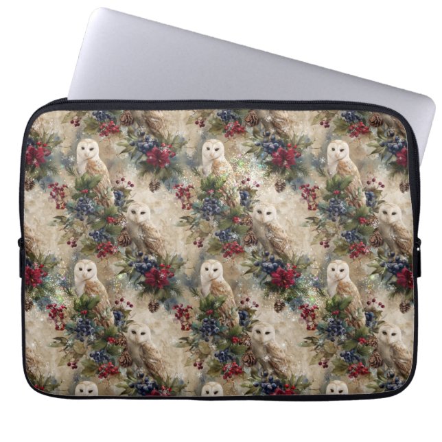 Enchanting Floral Owl Laptop Sleeve (Voorkant)