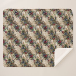 Enchanting Floral Owl Sherpa Deken