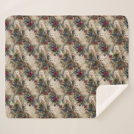 Enchanting Floral Owl Sherpa Deken (Voorkant (horizontaal))