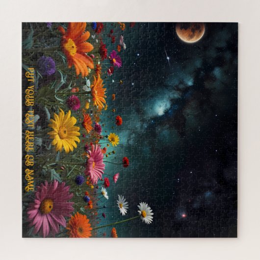 Enchanting Flowers met Galaxy Uitzichten Legpuzzel (Horizontaal)