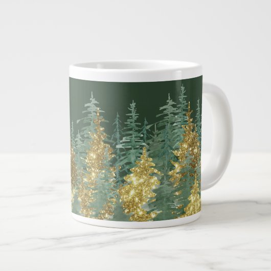 Enchanting Forest Holiday Pines  Giant Coffee Mug Grote Koffiekop (Voorkant rechts)