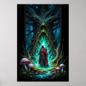 Enchanting Forest Scene with Mysterious Figure Poster (Voorkant)