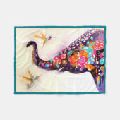 "Enchanting Friends" Hummingbird & Elephant Fleece Deken (Voorkant (Horizontaal))