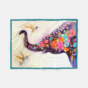 "Enchanting Friends" Hummingbird & Elephant Fleece Deken