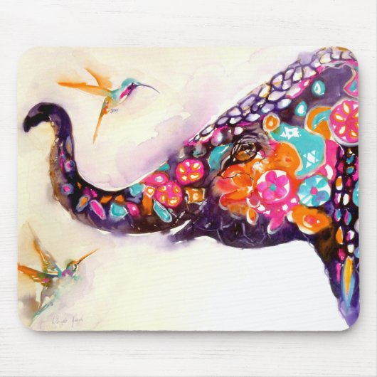 "Enchanting Friends" Hummingbird & Elephant Muismat (Voorkant)