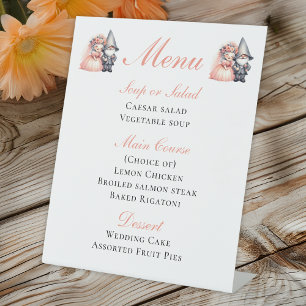 Enchanting Gnome Rustic Woodland Wedding Menu Reclamebord Met Voetstuk